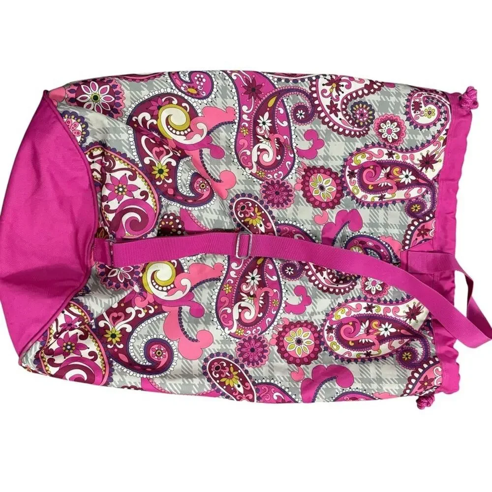 Vera Bradley Pink Paisley Laundry Bag Large Shoulder Bag Duffle Drawstring